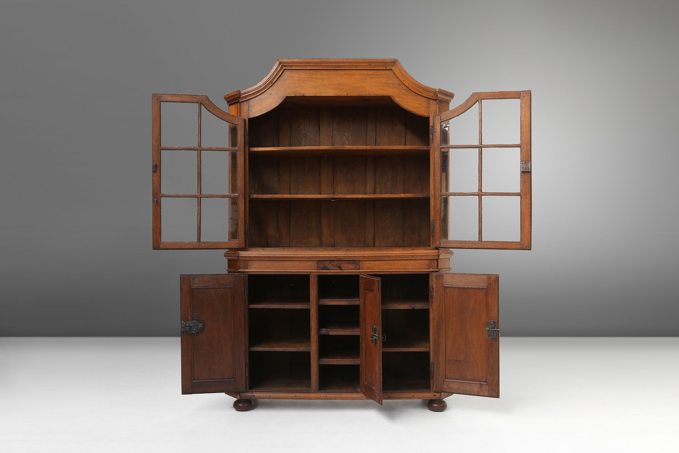 Early 18th Century Vitrine Cabinet in oak with original glass windows, Germanythumbnail